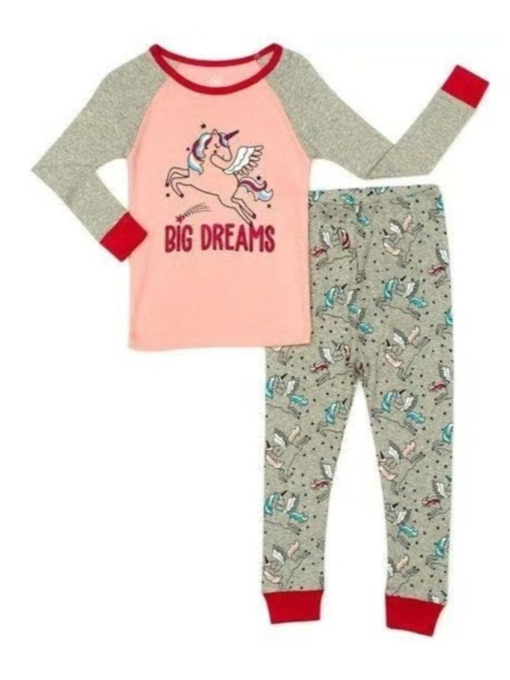 12 Months Wonder Nation Toddler Girls' Unicorn Cotton Sleep Set, 2 Piece